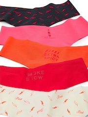 Victoria's Secret PINK Red/Green/Black/Pink Thong 5 Pack Knickers - Image 2 of 2