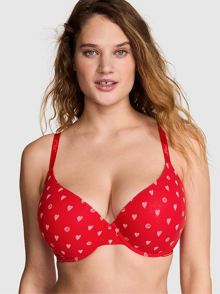 Rood met hartjesprint - Victoria's Secret roze push-up beha - Image 1 of 4