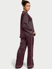 Victoria's Secret Black & Pink Two Tone Hearts Satin Long Pyjama Set - Image 2 of 4