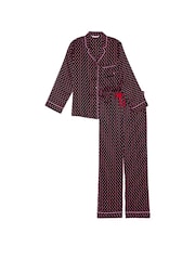 Victoria's Secret Black & Pink Two Tone Hearts Satin Long Pyjama Set - Image 3 of 4