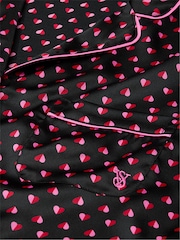 Victoria's Secret Black & Pink Two Tone Hearts Satin Long Pyjama Set - Image 4 of 4