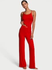 Victoria's Secret Lipstick Red Modal Rib Cami Long Pyjama Set - Image 1 of 3