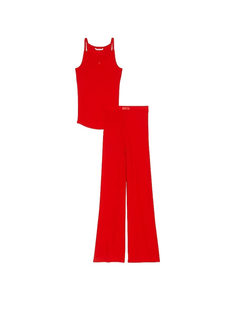 Victoria's Secret Lipstick Red Modal Rib Cami Long Pyjama Set - Image 3 of 3