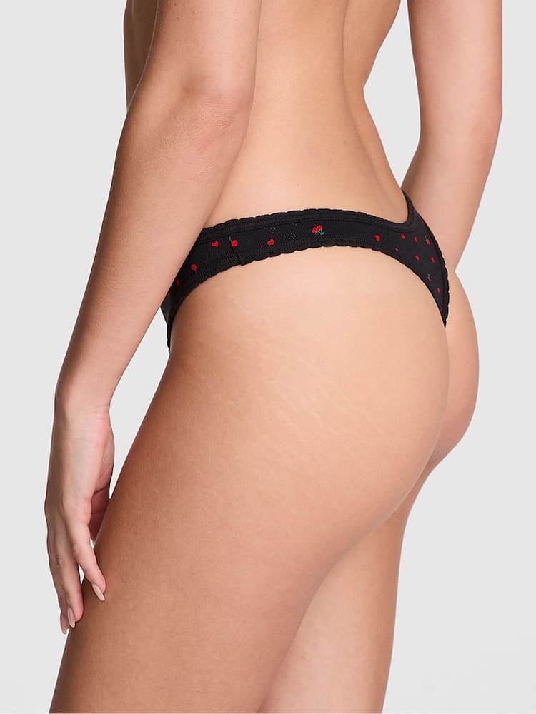 Victoria's Secret PINK Black Cherry Thong Cotton Knickers - Image 2 of 3