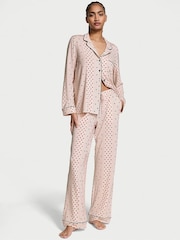 Victoria's Secret Purest Pink Dotted Stripe Modal Long Pyjama Set - Image 1 of 3