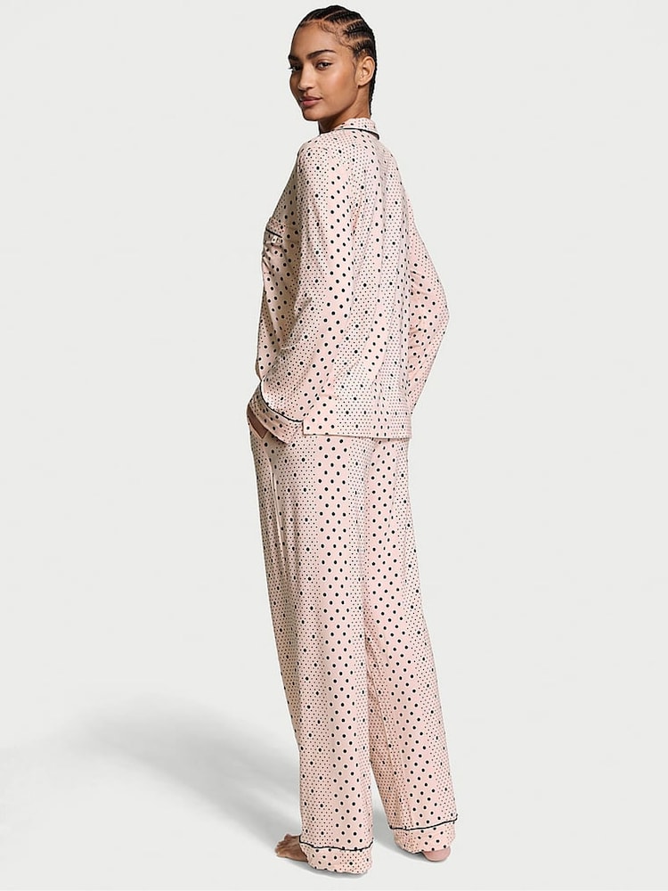 Victoria's Secret Purest Pink Dotted Stripe Modal Long Pyjama Set - Image 2 of 3