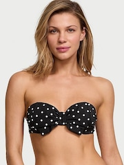 Victoria's Secret Black And White Dot Strapless Bow Bikini Top - Image 1 of 1