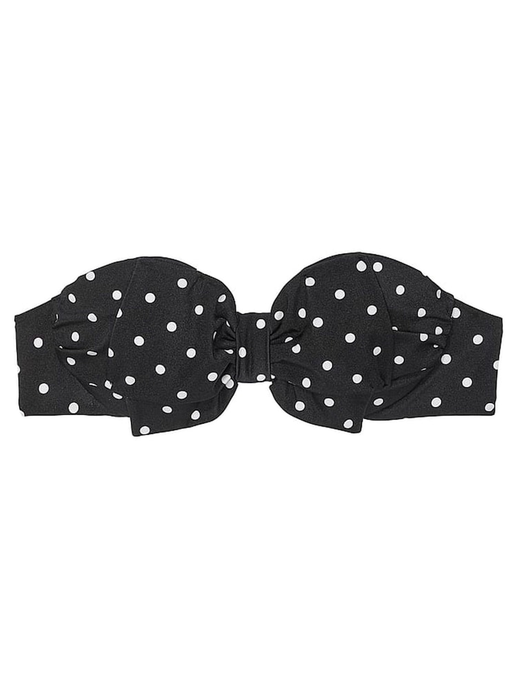 Victoria's Secret Black And White Dot Strapless Bow Bikini Top - Image 4 of 4