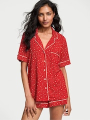 Victoria's Secret Lipstick Heart Dot Red Modal Short Pyjama Set - Image 1 of 3