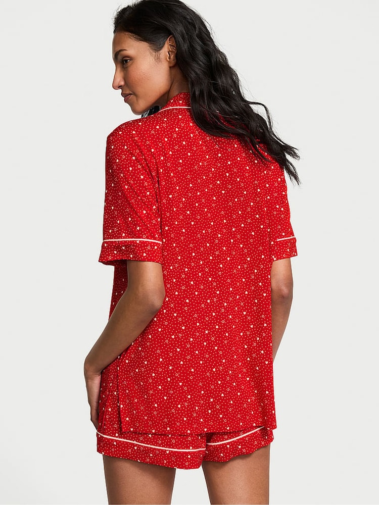 Victoria's Secret Lipstick Heart Dot Red Modal Short Pyjama Set - Image 2 of 3