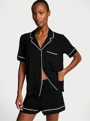 Zwart met Angel-roze bies - Victoria's Secret - Modal pyjamaset met short - Image 1 of 3