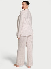 Victoria's Secret Coconut White & Lipstick Red Heart Dot Modal Long Pyjama Set - Image 2 of 3