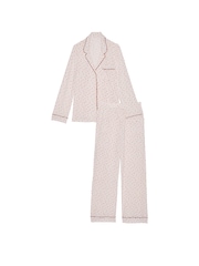 Victoria's Secret Coconut White & Lipstick Red Heart Dot Modal Long Pyjama Set - Image 3 of 3