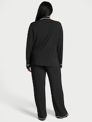 Victoria's Secret Black with Angel Pink Piping Modal Long Pyjama Set - Image 2 of 3