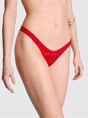 Victoria's Secret PINK Red Pepper Mini Scoop Thong Floral Lace Knickers - Image 1 of 4