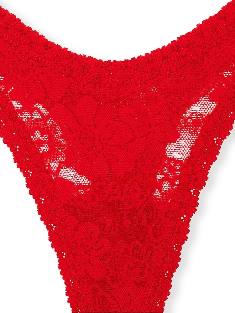 Victoria's Secret PINK Red Pepper Mini Scoop Thong Floral Lace Knickers - Image 4 of 4