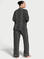 Victoria's Secret Black Dotted Stripe Modal Long Pyjama Set - Image 2 of 3