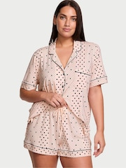 Victoria's Secret Purest Pink Dotted Stripe Modal Short Pyjama Set - Image 1 of 3