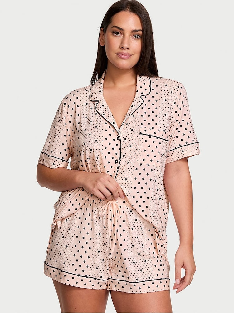Victoria's Secret Purest Pink Dotted Stripe Modal Short Pyjama Set - Image 1 of 3