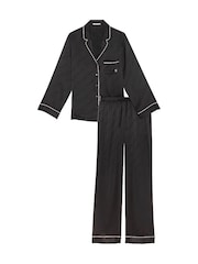 Victoria's Secret Black Diagonal Logo Satin Long Pyjama Set - Image 3 of 3