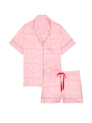 Victoria's Secret Pretty Blossom Pink Heart Pocket Satin Short Pyjama Set - Image 3 of 3