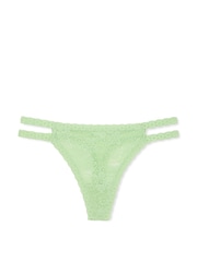 Victoria's Secret PINK Pale Petal Green Double Strap Thong Floral Lace Knickers - Image 3 of 3