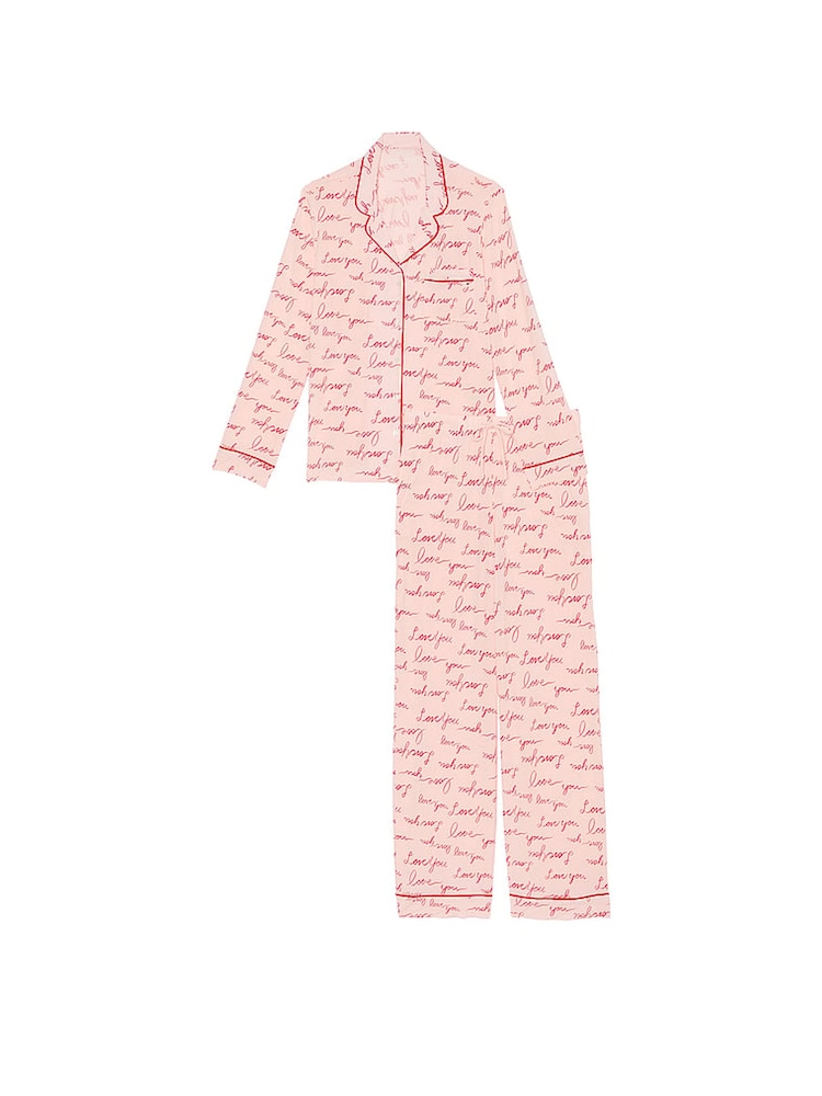 Victoria's Secret Purest Pink Love You Script Modal Long Pyjama Set - Image 3 of 3