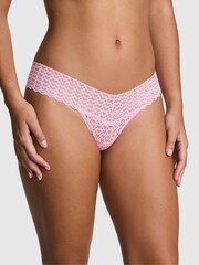 Victoria's Secret PINK Petal Pink Thong Heart Lace Knickers - Image 1 of 3