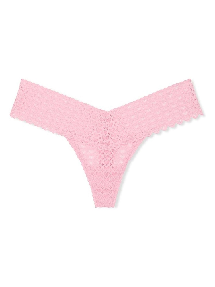 Victoria's Secret PINK Petal Pink Thong Heart Lace Knickers - Image 3 of 3
