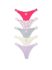 PINK Pink/Grey/Yellow/Purple Thong 5 Pack Knickers - Image 1 of 1