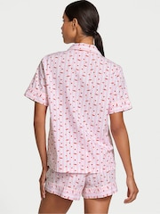 Victoria's Secret Coconut White & Pink Heart Stripes Cotton Short Pyjama Set - Image 2 of 3
