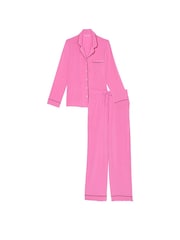 Victoria's Secret New Peony W Lipstick Piping Pink Modal Long Pyjama Set - Image 3 of 3