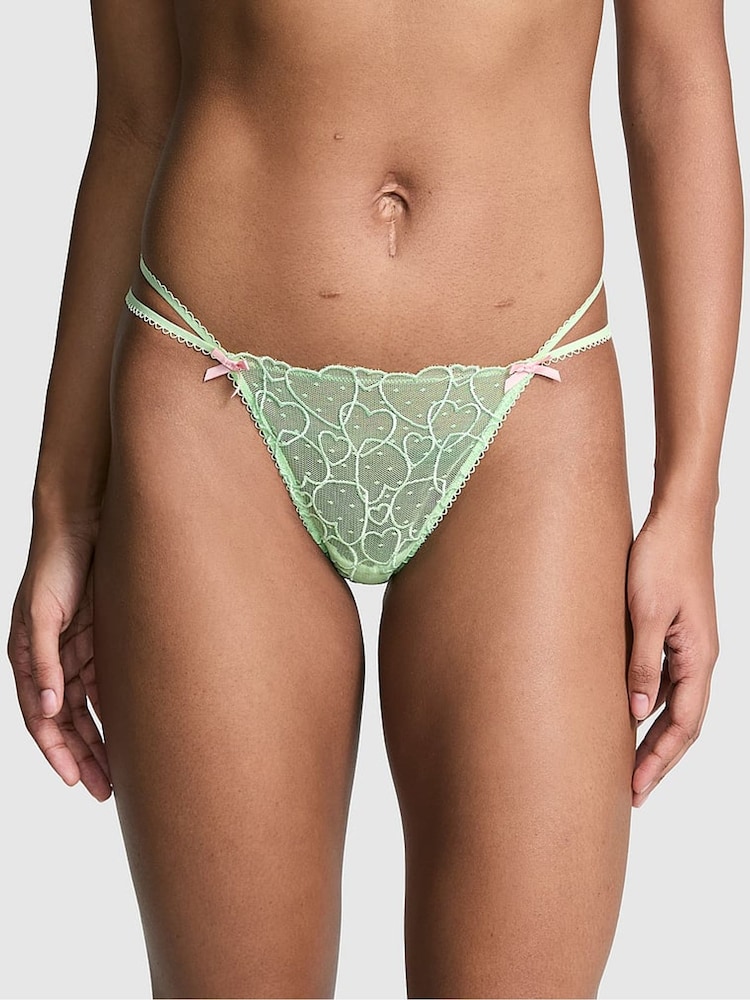 Victoria's Secret PINK Pale Petal Green G String Lace Knickers - Image 1 of 3