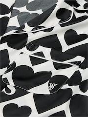 Victoria's Secret Coconut White & Black Hearts Satin Short Pyjama Set - Image 4 of 4