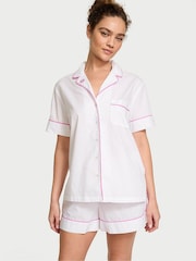Wit/nieuw roze pioen bies - Victoria's Secret - Katoenen shortpyjama - Image 1 of 3