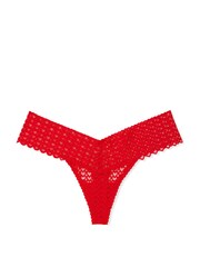 Victoria's Secret PINK Vermillion Red Thong Heart Lace Knickers - Image 3 of 3