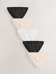 Black/Pastel Rose Nude/White Bikini Rich Knickers 5 Pack - Image 1 of 6