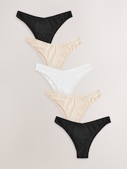 Black/White/Nude Extra High Leg Rich Knickers 5 Pack - Image 1 of 8