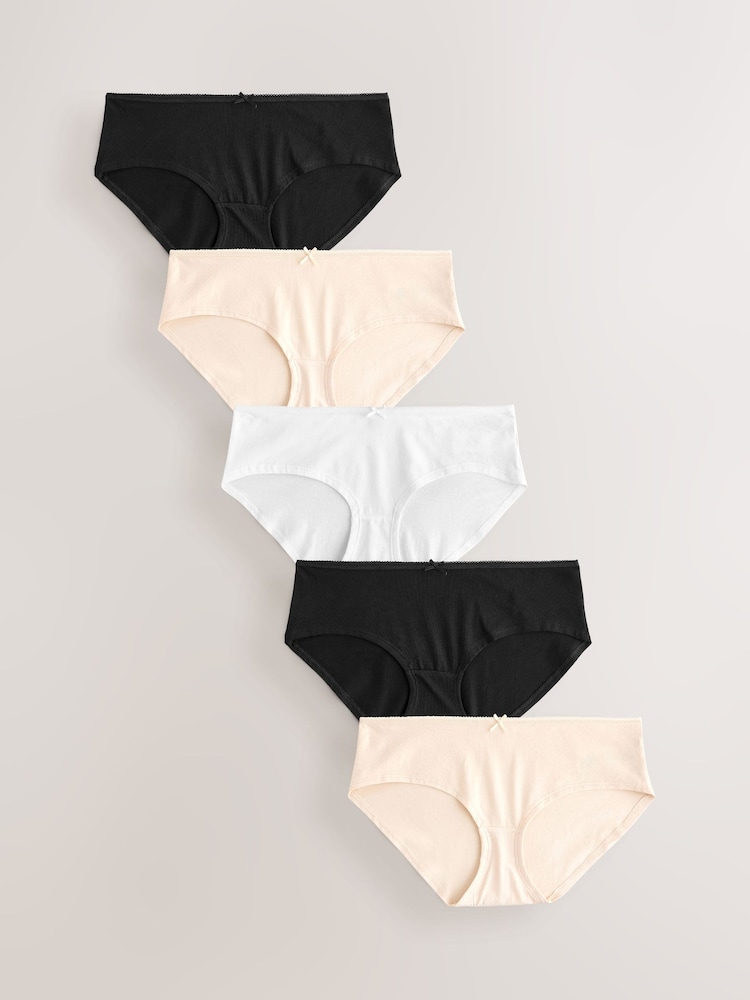 Zwart/pastelroze huidskleur/wit - Rich Knickers 5 Pack - Image 1 of 7