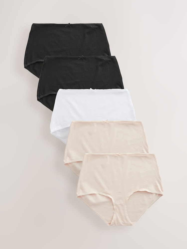 Black / Pastel Rose Nude / White Full Brief Rich Knickers 5 Pack - Image 1 of 6
