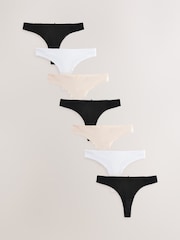 Black / Pastel Rose Nude / White Thong Rich Knickers 7 Pack - Image 1 of 10