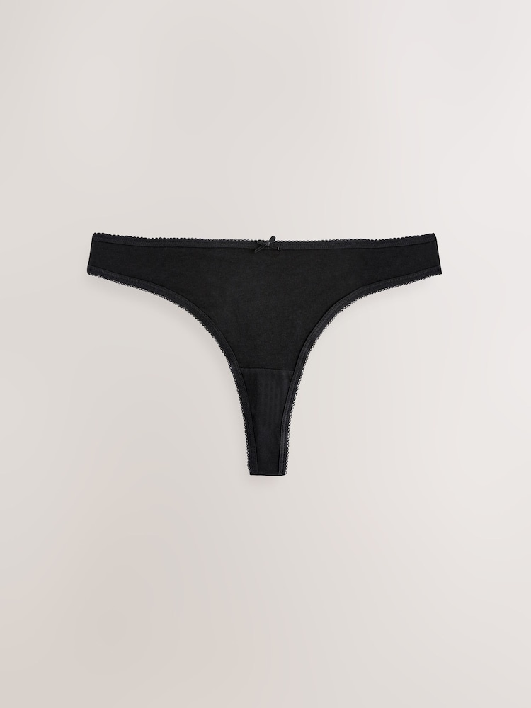 Black / Pastel Rose Nude / White Thong Cotton Rich Knickers 7 Pack - Image 3 of 10