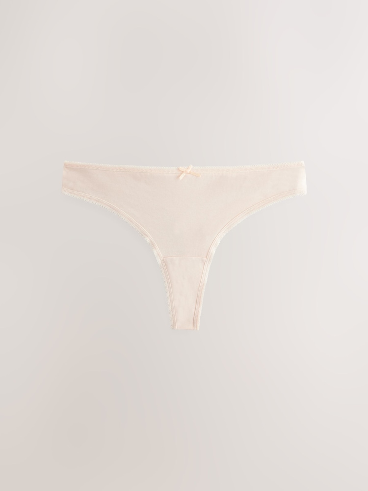 Black / Pastel Rose Nude / White Thong Cotton Rich Knickers 7 Pack - Image 6 of 10
