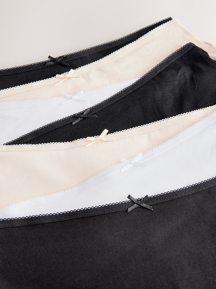 Black / Pastel Rose Nude / White Boyshort Cotton Rich Knickers 7 Pack - Image 6 of 7