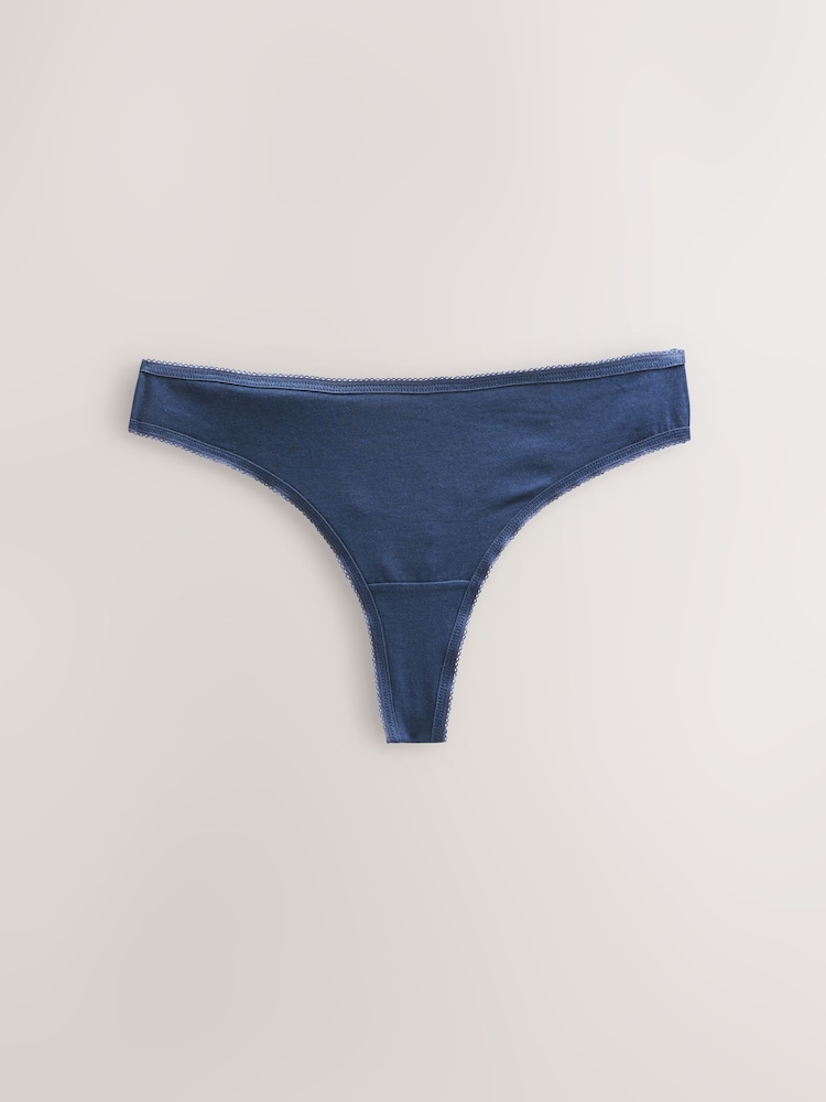 Pink/Blue Thong Cotton Rich Knickers 7 Pack - Image 11 of 12