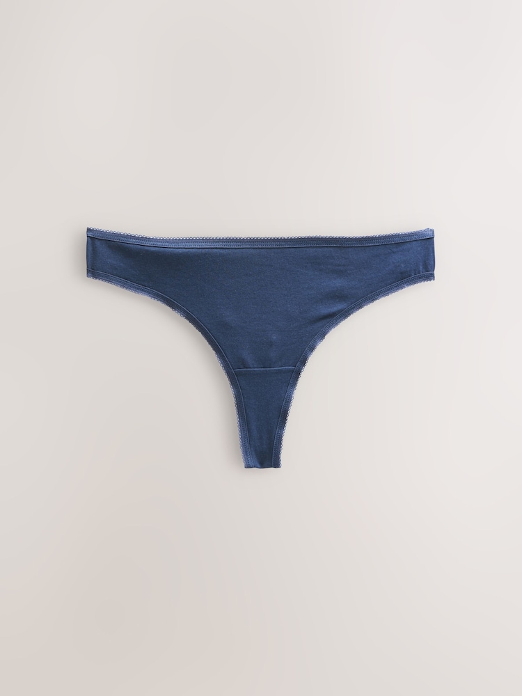 Pink/Blue Thong Cotton Rich Knickers 7 Pack - Image 5 of 12