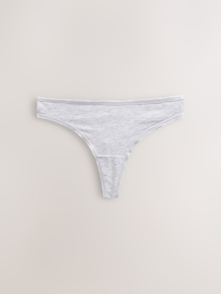 Pink/Blue Thong Cotton Rich Knickers 7 Pack - Image 6 of 12