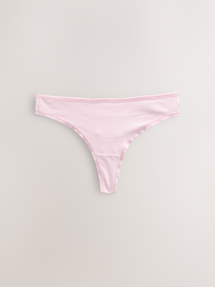 Pink/Blue Thong Cotton Rich Knickers 7 Pack - Image 7 of 12