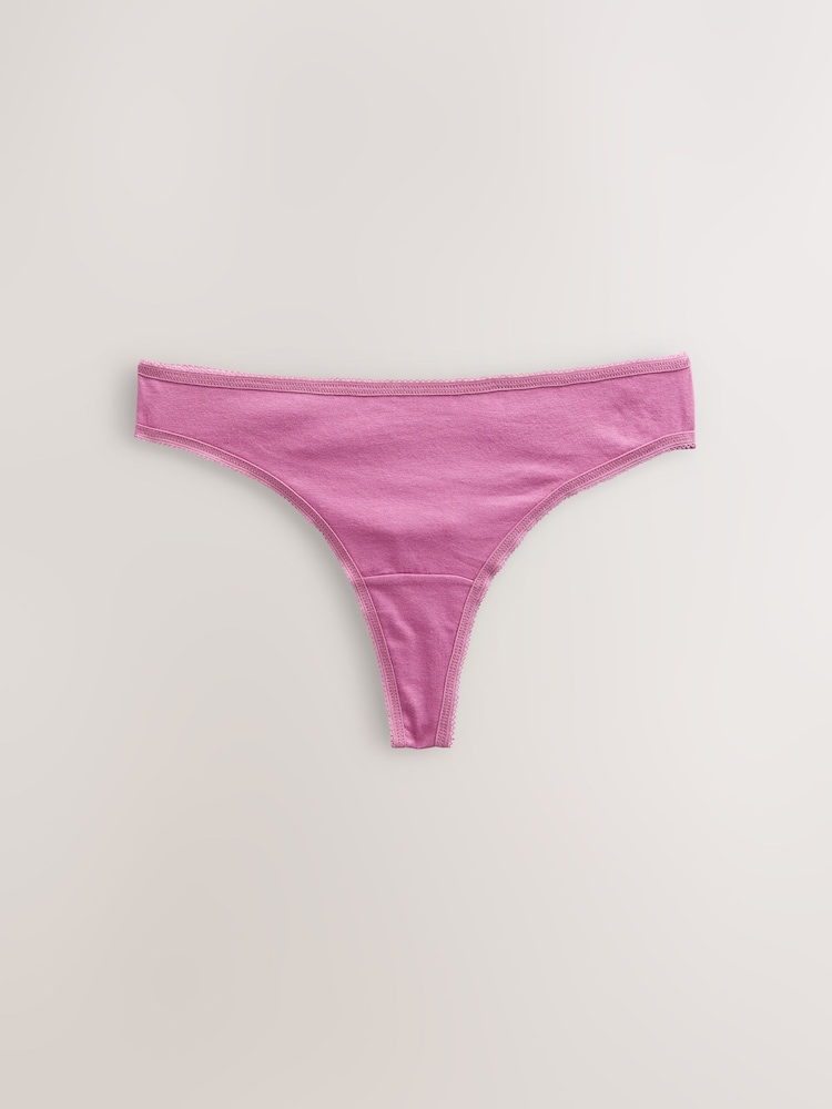 Pink/Blue Thong Cotton Rich Knickers 7 Pack - Image 9 of 12