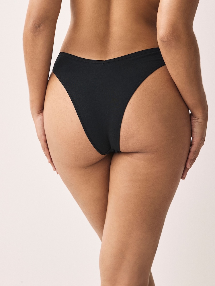 Black Extra High Leg Cotton Rich Knickers 7 Pack - Image 3 of 7